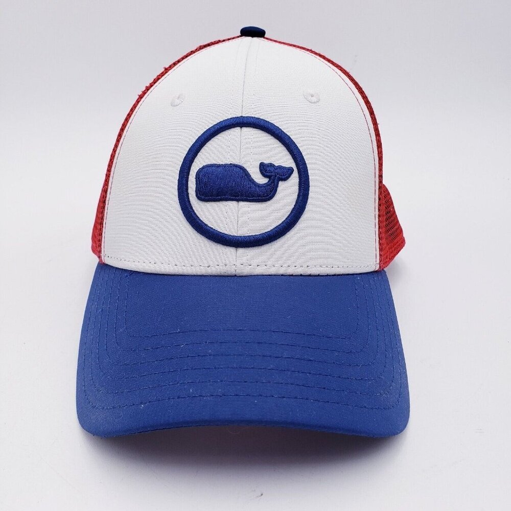 Vineyard Vines‎ Whale Dot Performance Trucker Hat Red White Blue Snapback Cap